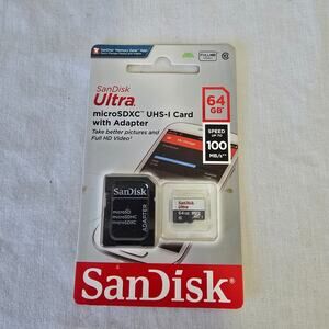 SanDisk 64GB Ultra Micro SDXC USH-I Card w/ Adapter New Sealed